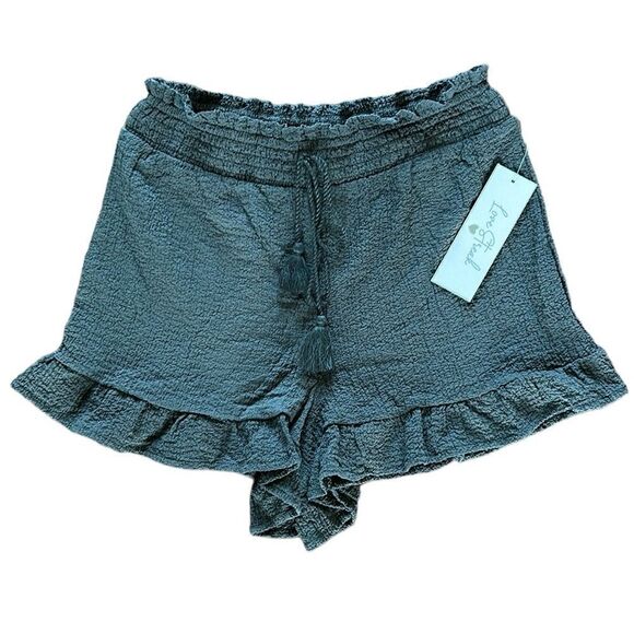 NEW Love Streak Olive Ruffle Shorts - Picture 1 of 6
